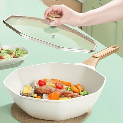 Poêle Wok inoxydable 32cm poignée  anti-brûlure